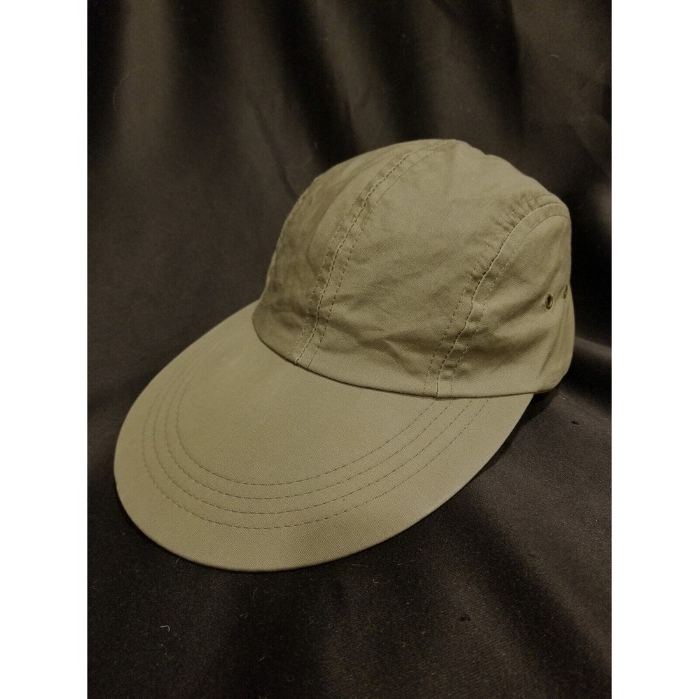 Vintage CC Filson M Long Bill Hat Fly Fishing Cap Green Lightweight w/ Leather